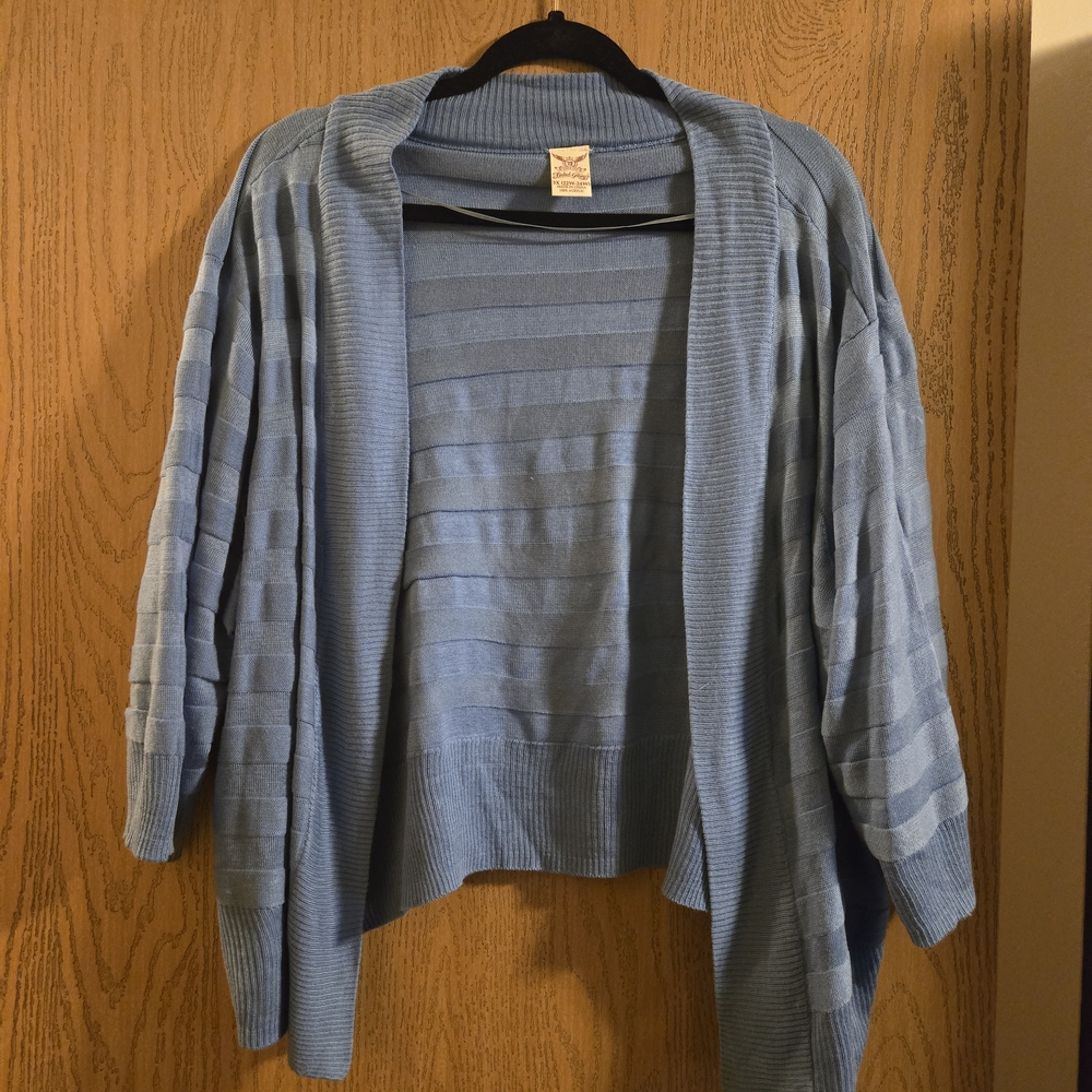 Faded Glory Blue Striped Cardigan Sweater